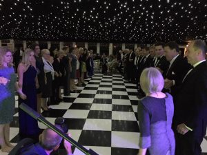 A corporate ceili in a marquee